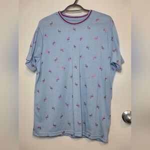 Casual Blue Flamingo Print Tee